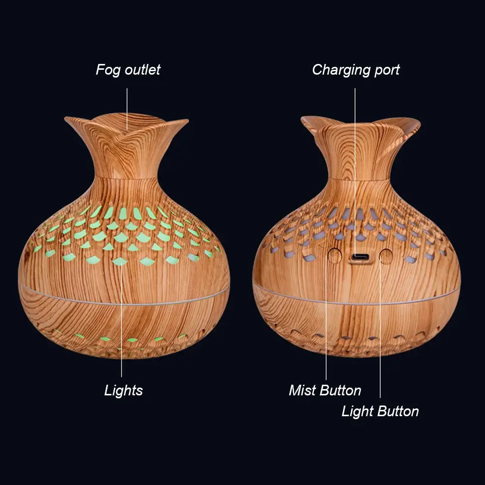 300ml Aromatherapy Diffuser | Wood Grain Humidifier Silent Aromatherapy