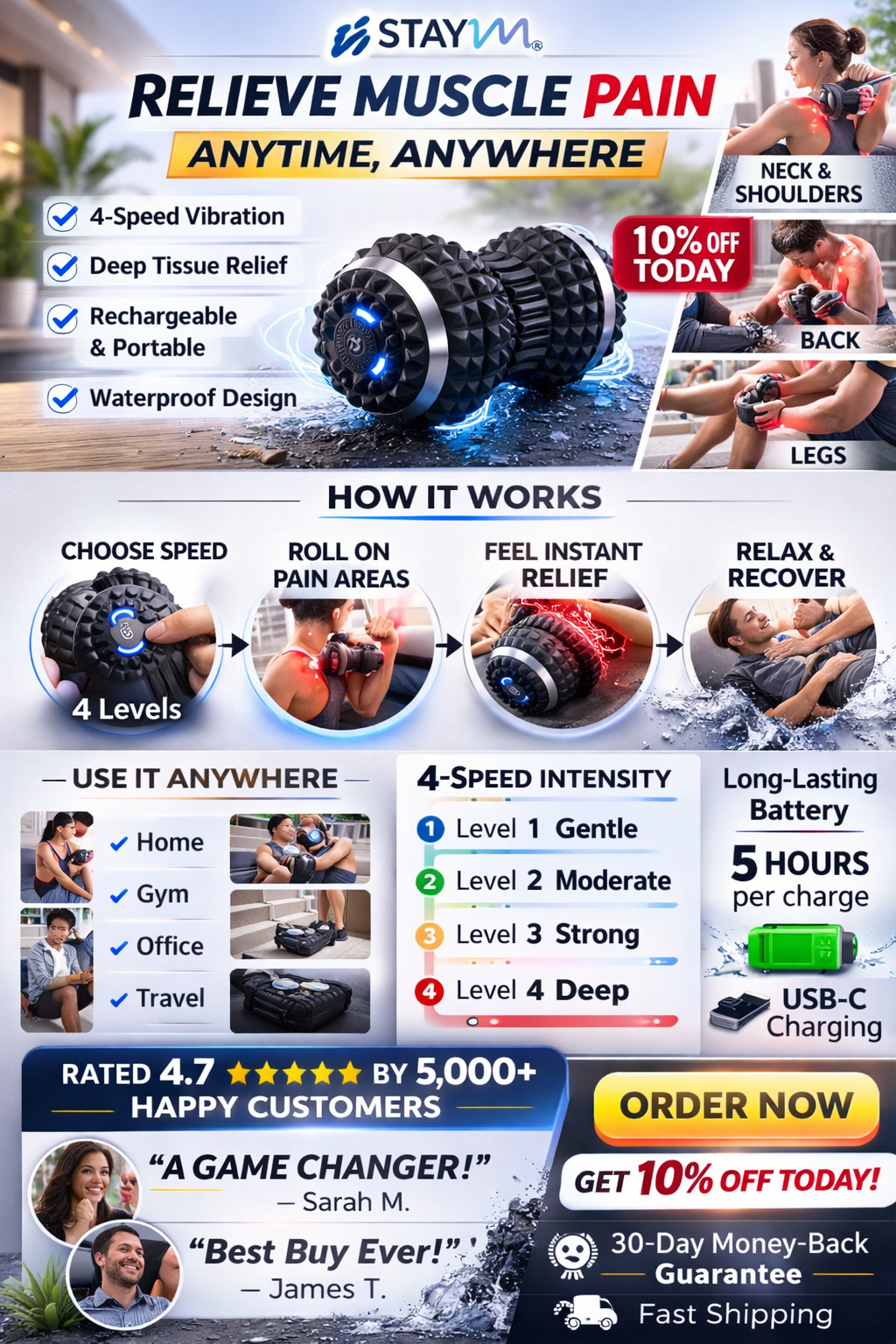 Deep Tissue Recovery Ball™ Relieve muscle tension, knots & soreness in minutes - at home, gym or work