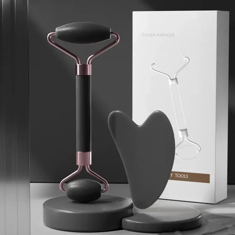 Face Roller And Gua Sha Combo | 2pcs Face Massager Roller