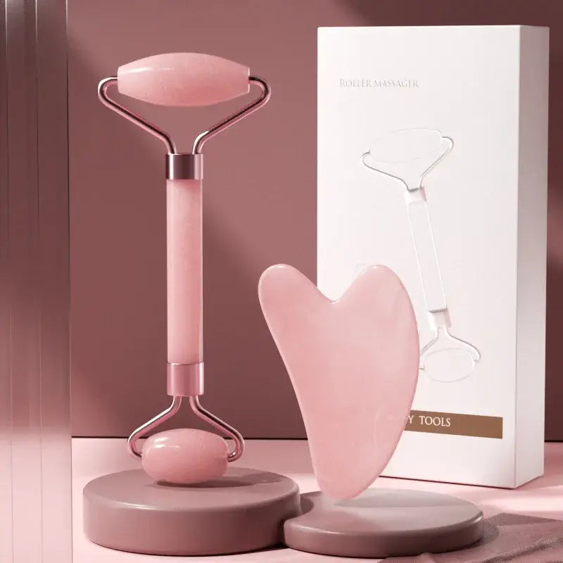 Face Roller And Gua Sha Combo | 2pcs Face Massager Roller