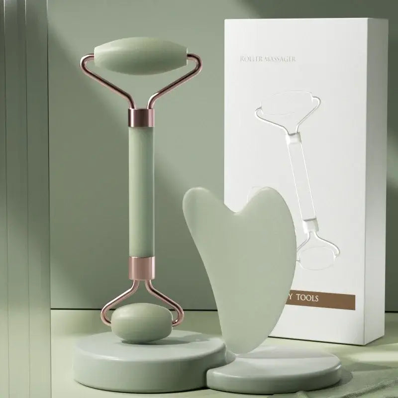 Face Roller And Gua Sha Combo | 2pcs Face Massager Roller