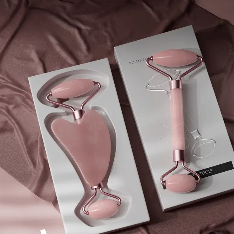 Face Roller And Gua Sha Combo | 2pcs Face Massager Roller