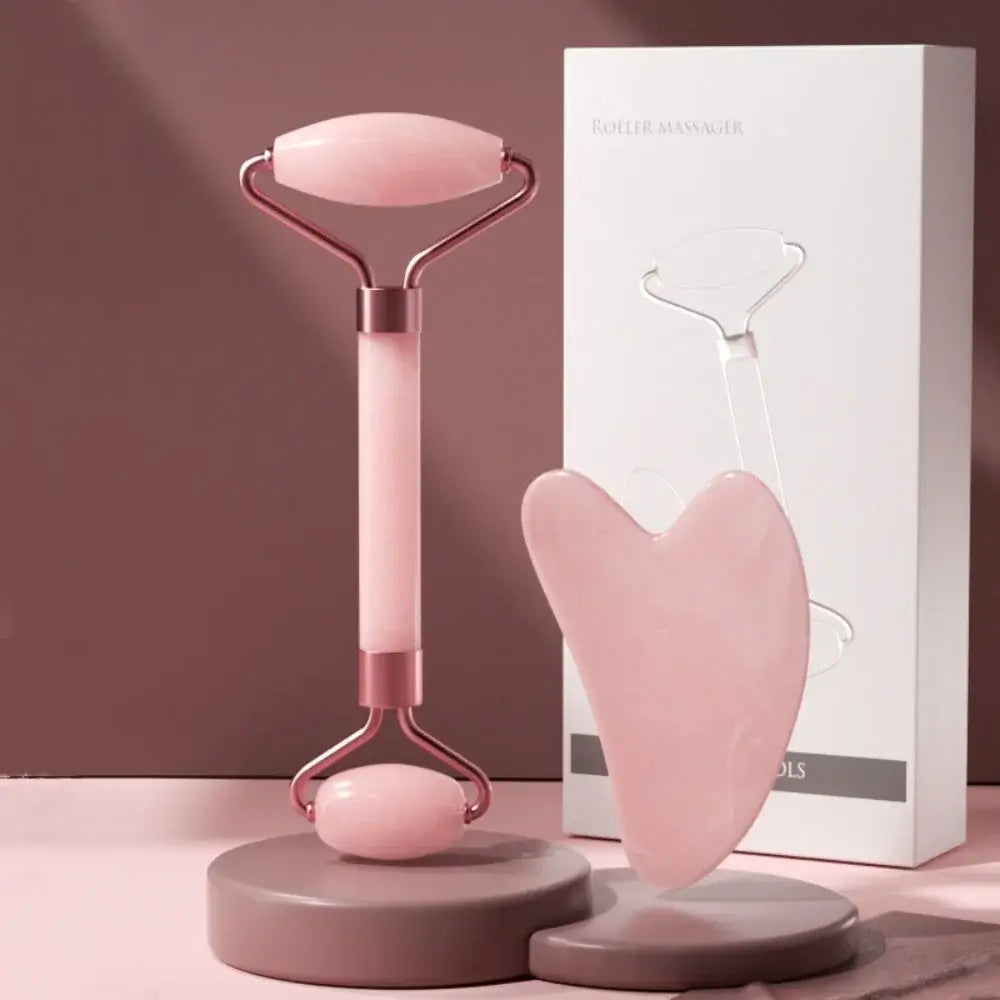 Face Roller And Gua Sha Combo | 2pcs Face Massager Roller