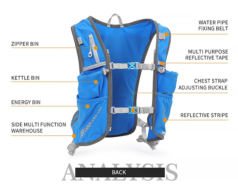 Quick-drying running backpack 5L ultra-light hydrating vest