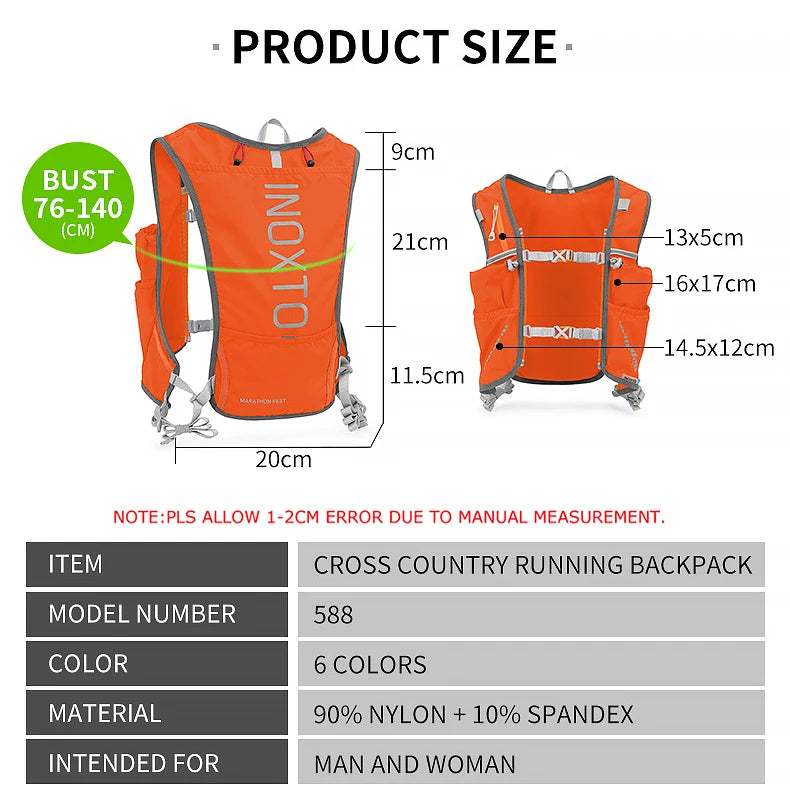Quick-drying running backpack 5L ultra-light hydrating vest