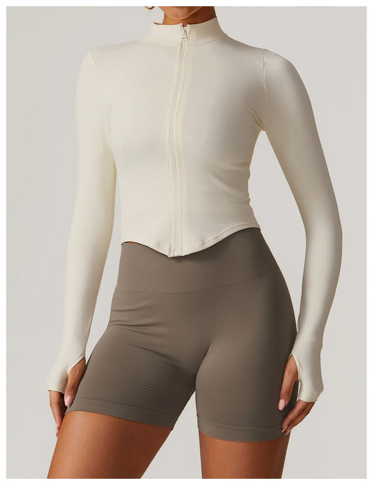 Zipper Jacket Women Crop Tops Yoga T-shirts Solid Sports Top