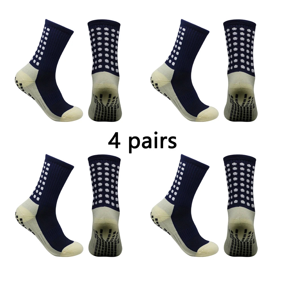 4 pairs of men s soccer socks non-slip grip pad football