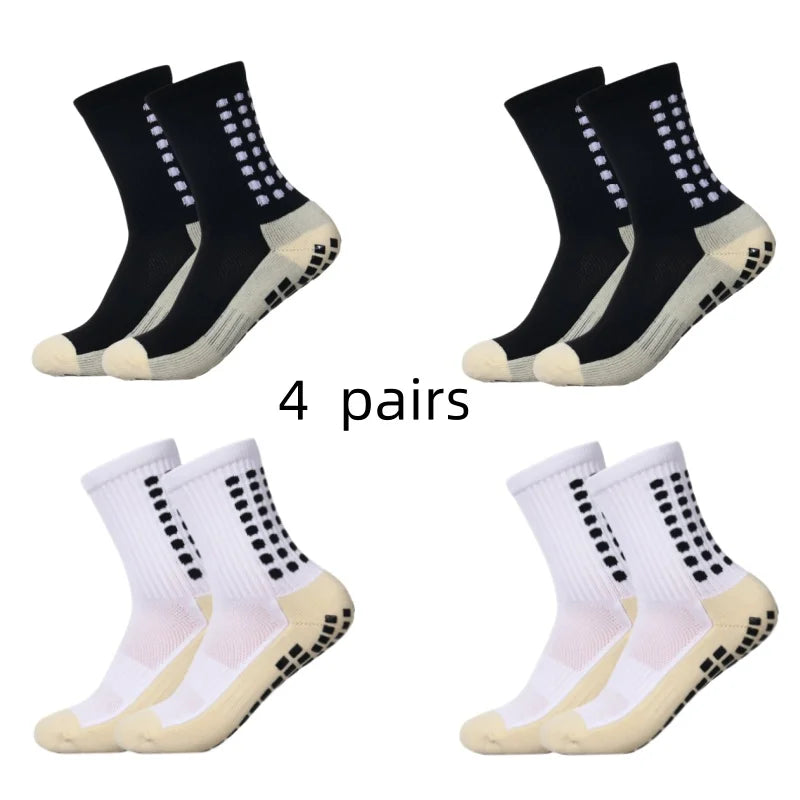 4 pairs of men s soccer socks non-slip grip pad football