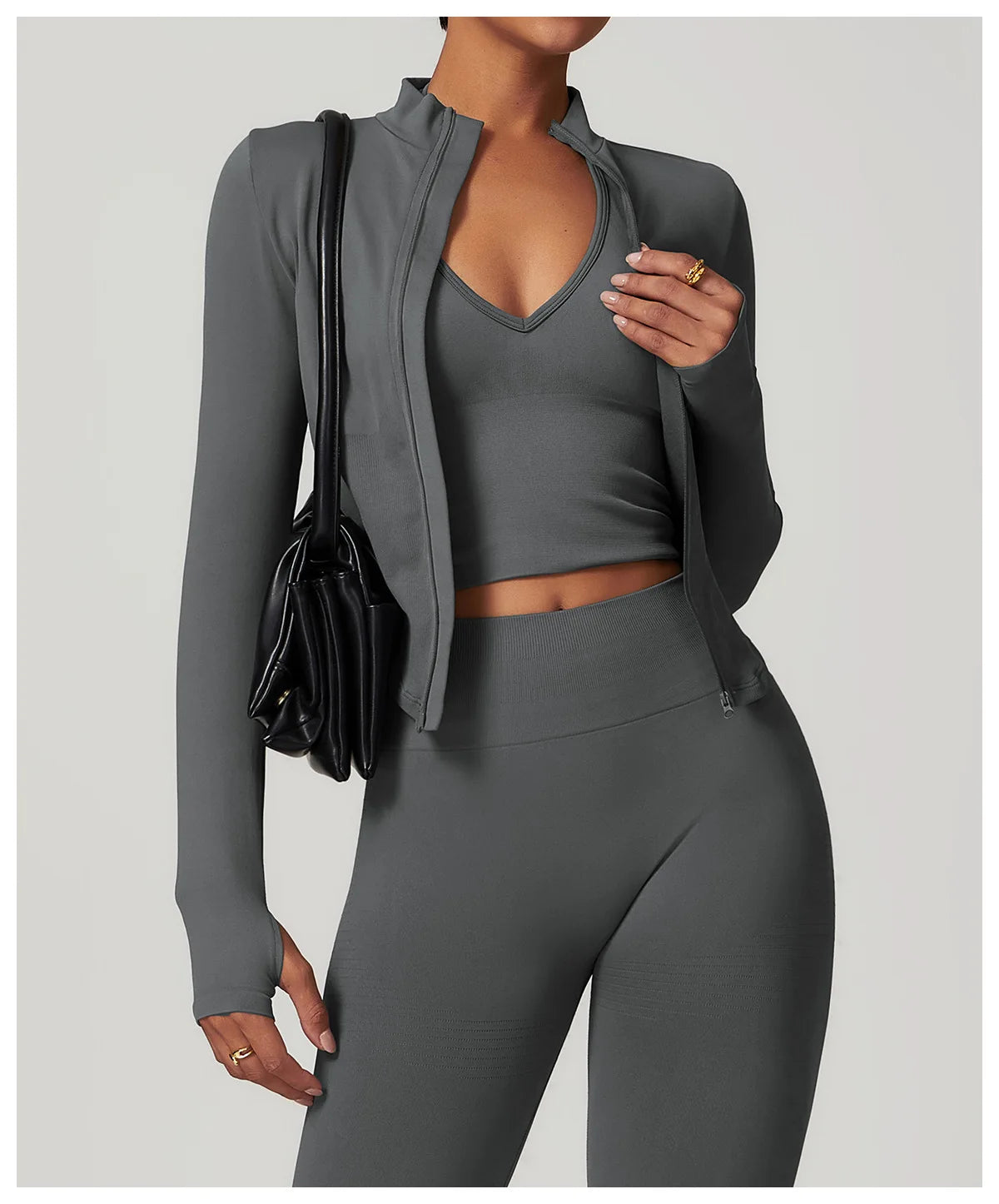 Zipper Jacket Women Crop Tops Yoga T-shirts Solid Sports Top
