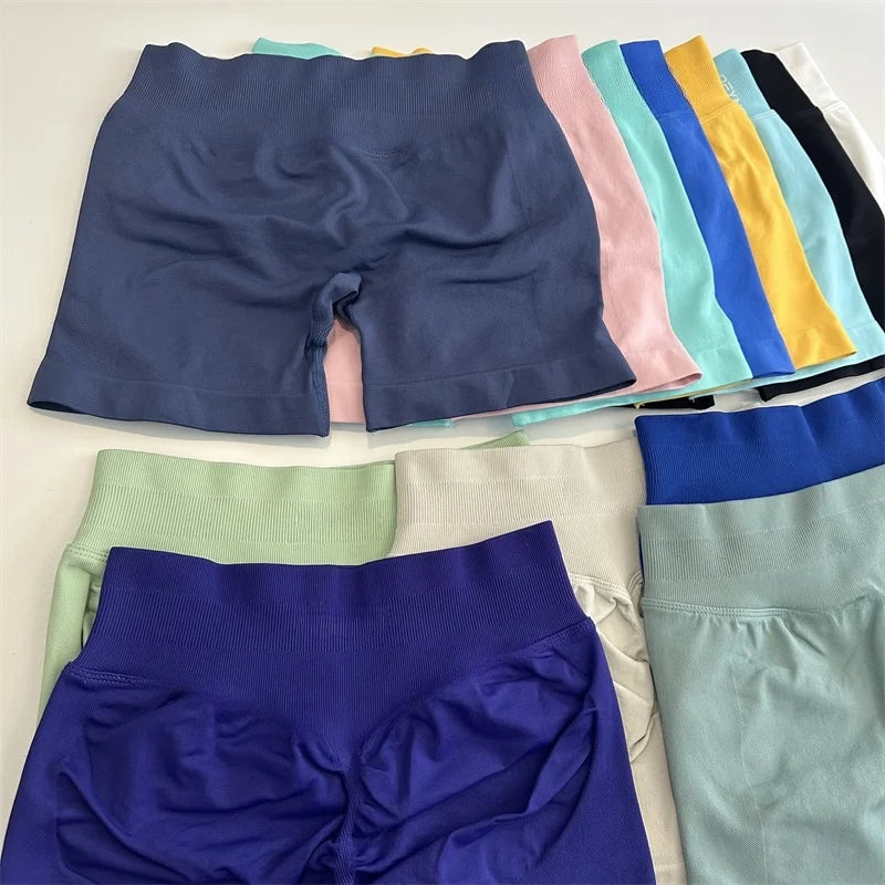 Yoga Shorts Low Ribbed Band Yoga Shorts Seamless Scrunch Bum