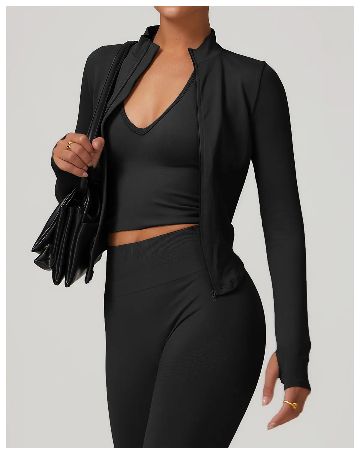 Zipper Jacket Women Crop Tops Yoga T-shirts Solid Sports Top
