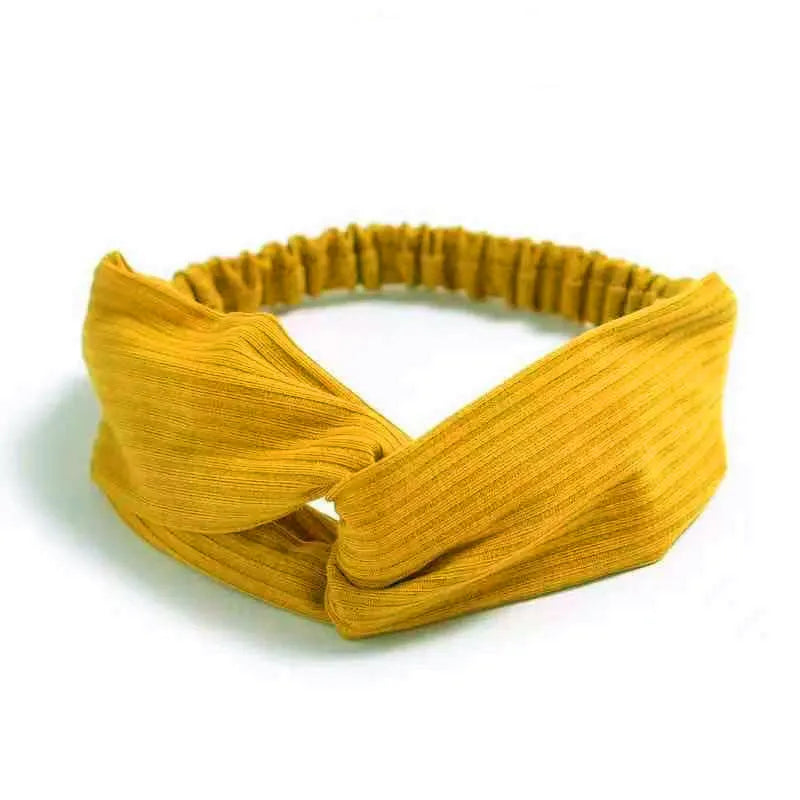 New Boho Women Soft Solid Print Headbands Vintage Cross Knot