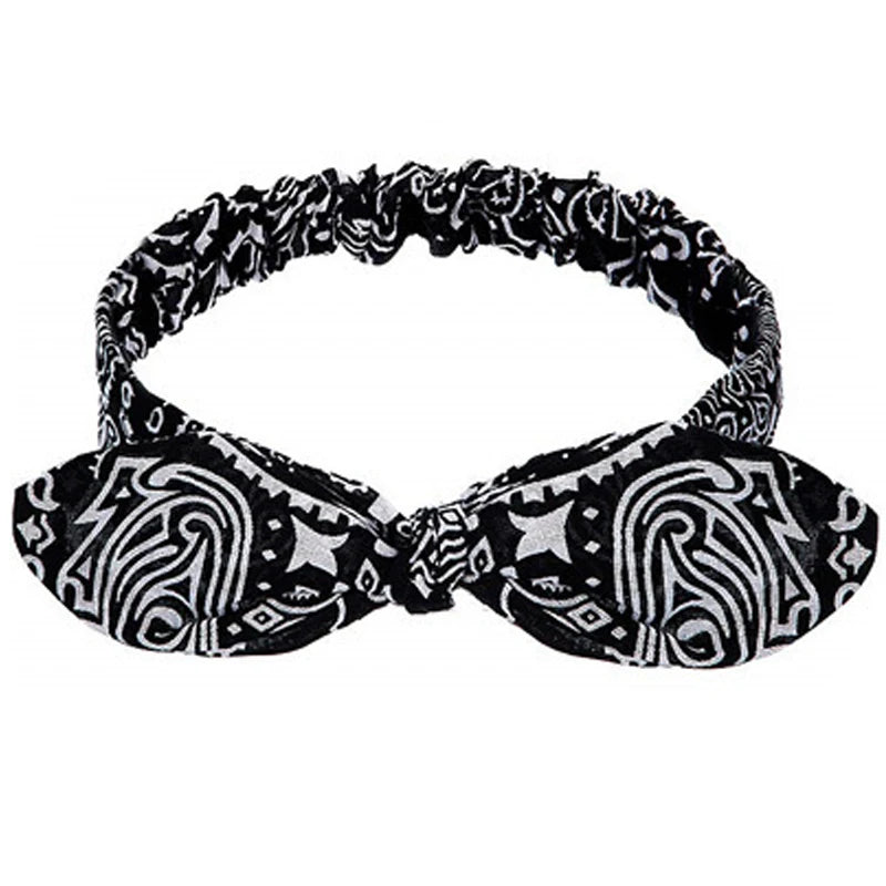 New Boho Women Soft Solid Print Headbands Vintage Cross Knot