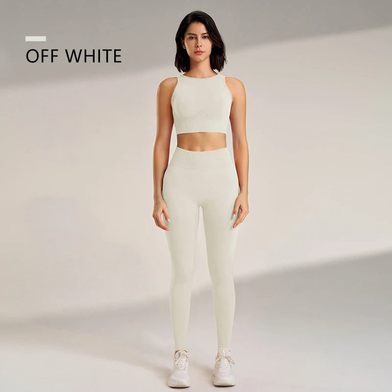 Yoga Clothing Set Women s High Waisted Leggings Top Two