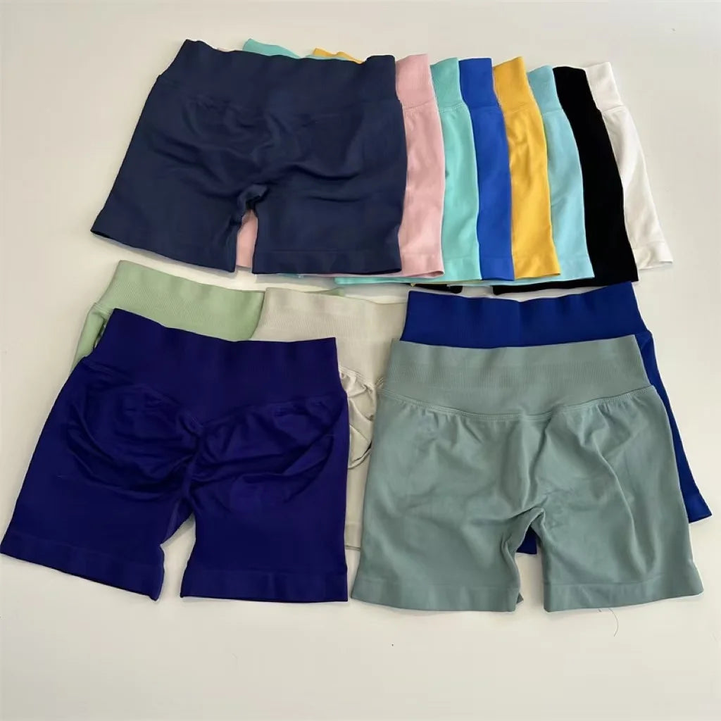 Yoga Shorts Low Ribbed Band Yoga Shorts Seamless Scrunch Bum Workout Gym Shorts Booty Stretch Running Shorts Fitness Clo
