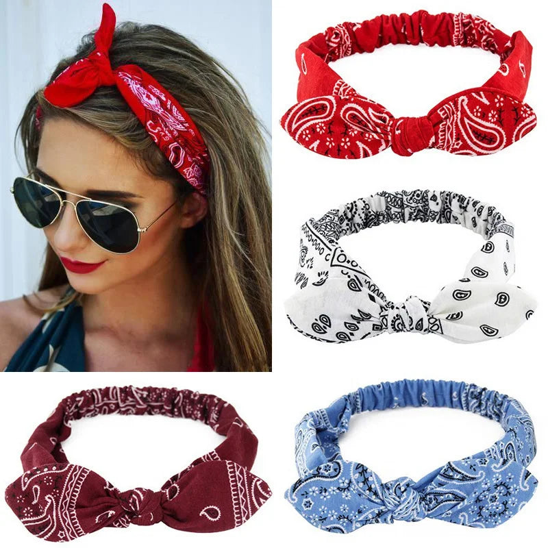 New Boho Women Soft Solid Print Headbands Vintage Cross Knot