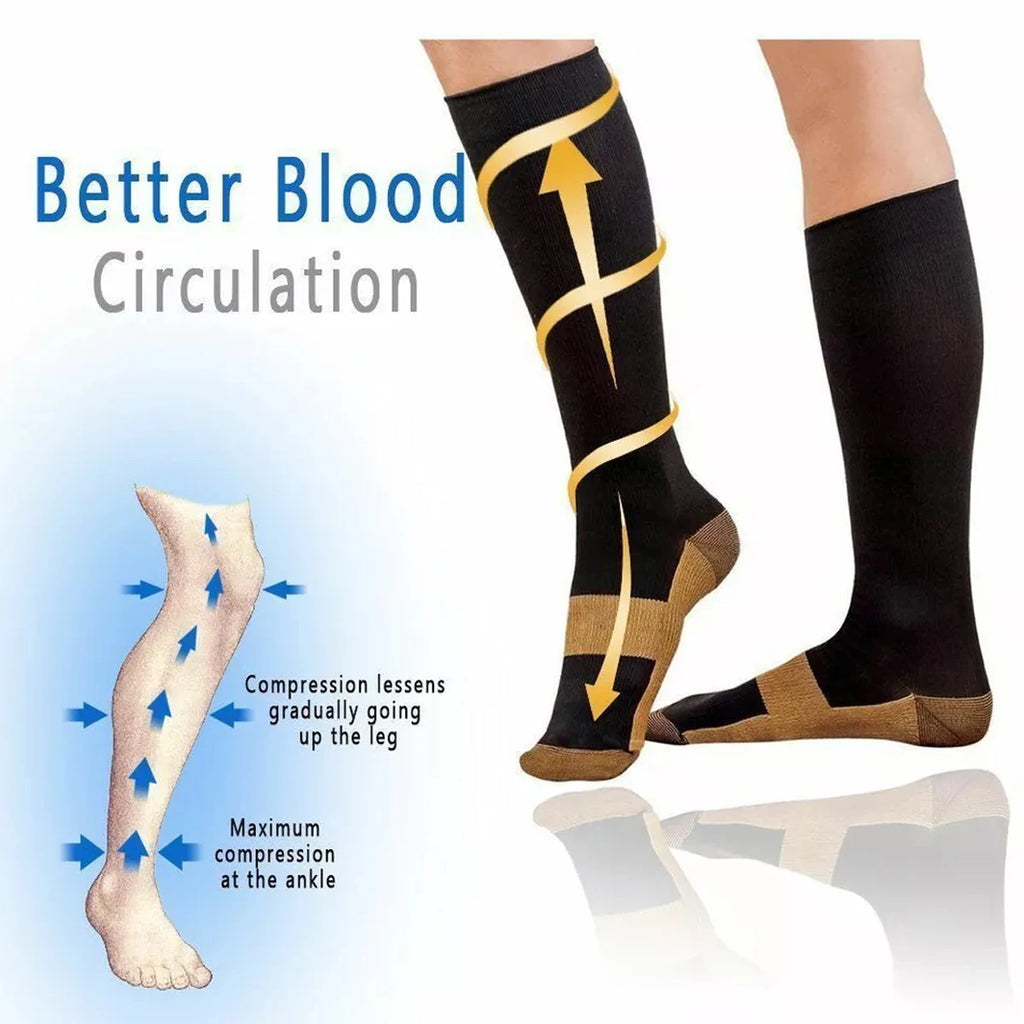 5Pair Sports Copper Compression Socks Anti Varicose Veins