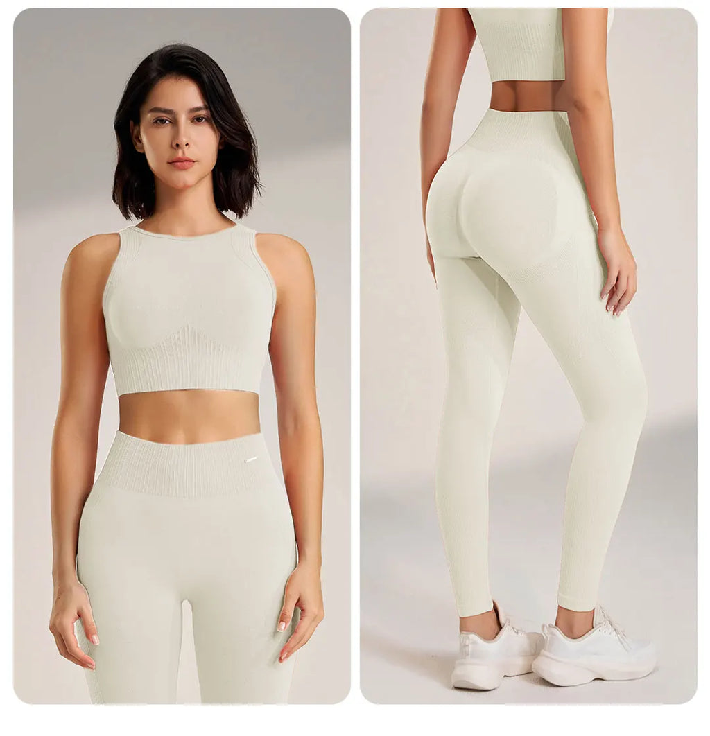 Yoga Clothing Set Women s High Waisted Leggings Top Two