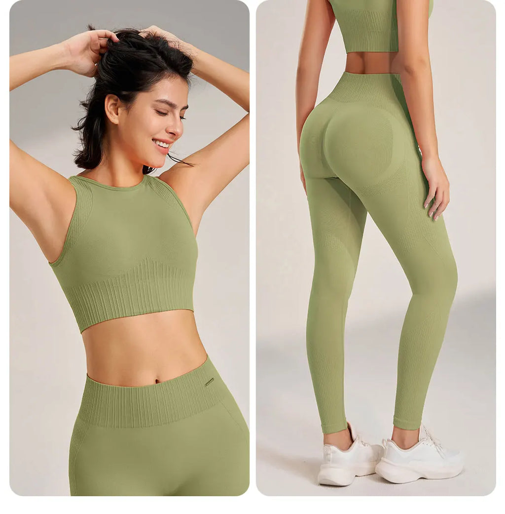 Yoga Clothing Set Women s High Waisted Leggings Top Two