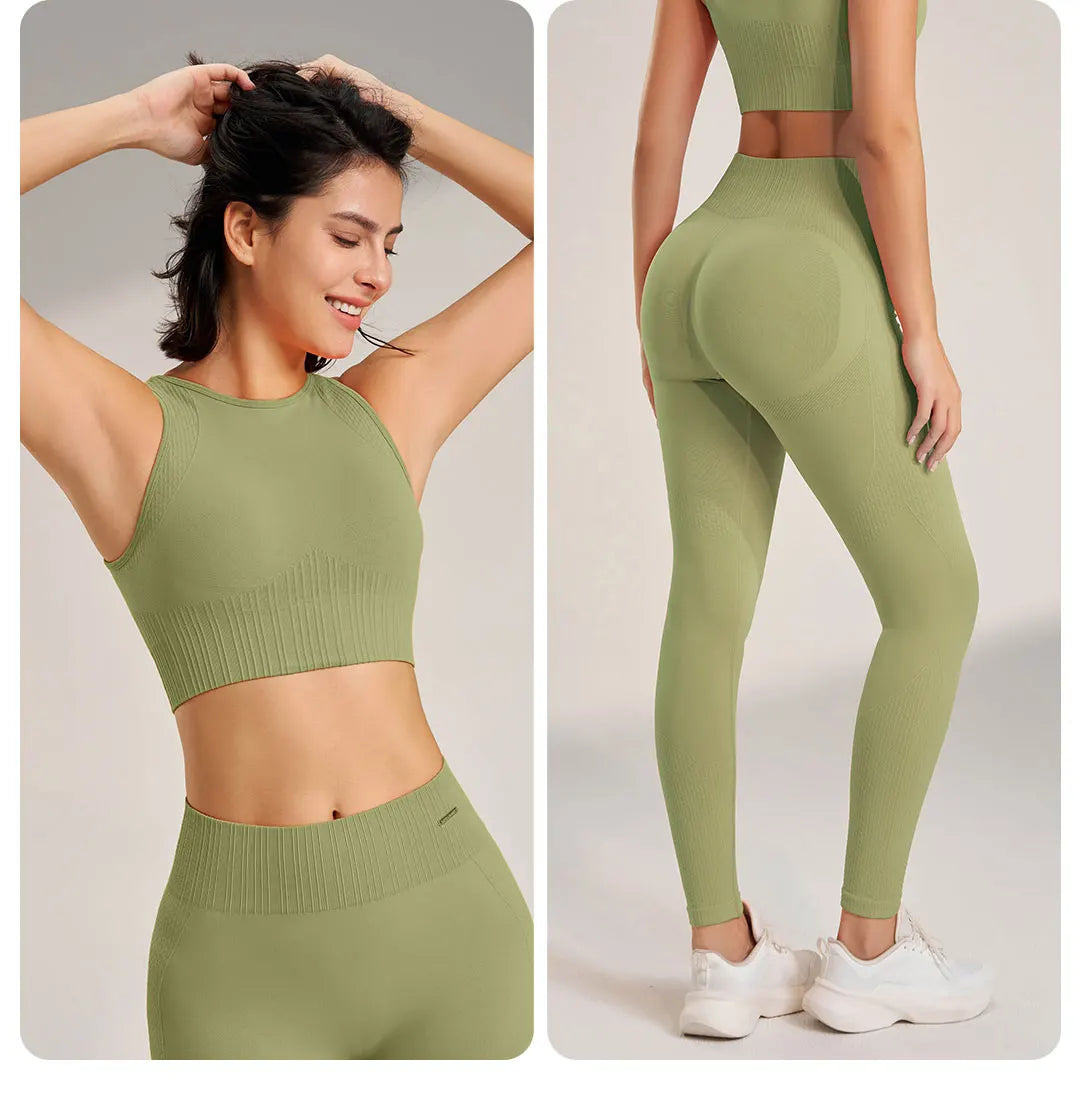 Yoga Clothing Set Women s High Waisted Leggings Top Two
