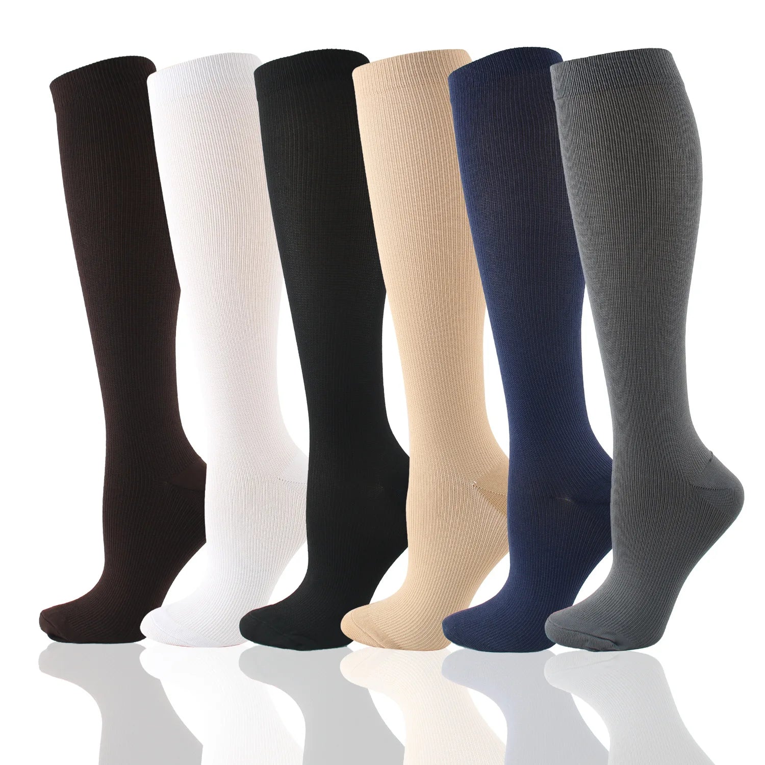 6 Pairs Solid Color Compression Socks Nurse Compression