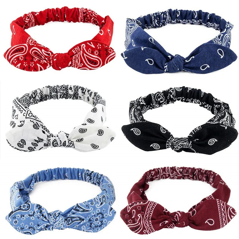 New Boho Women Soft Solid Print Headbands Vintage Cross Knot
