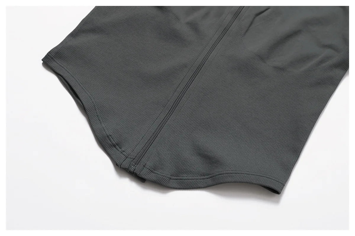 Zipper Jacket Women Crop Tops Yoga T-shirts Solid Sports Top