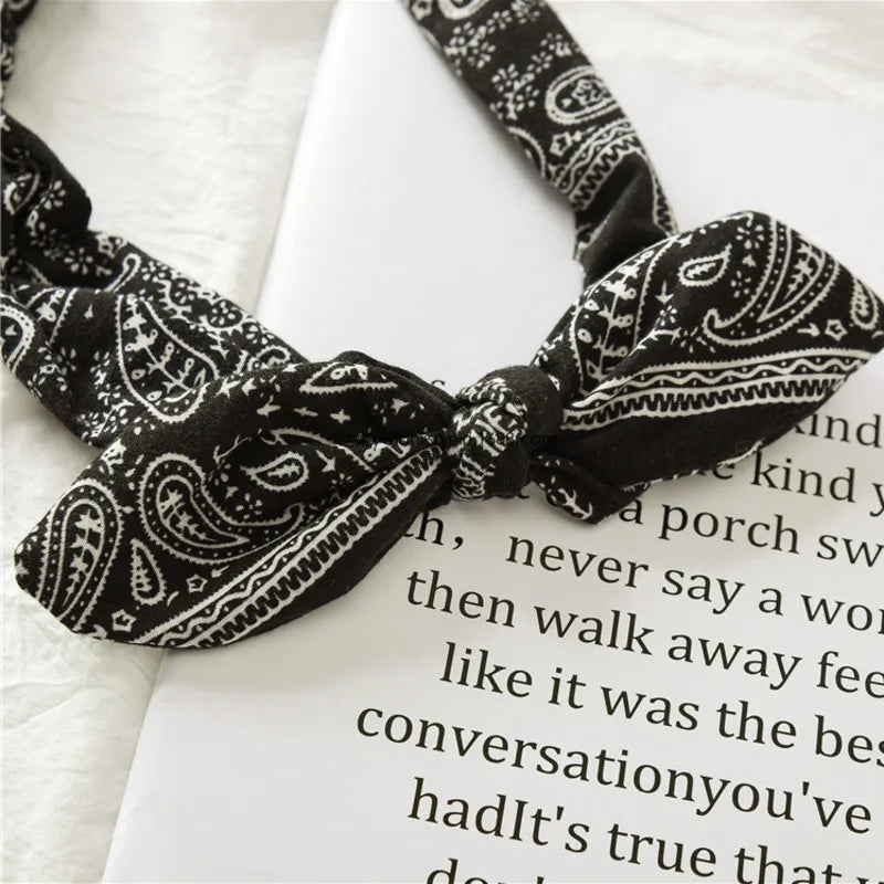 New Boho Women Soft Solid Print Headbands Vintage Cross Knot
