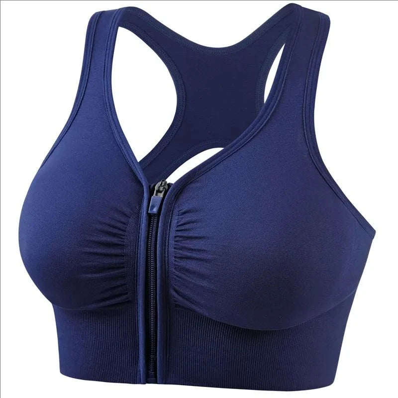 Women s sports bra fitness top front zipper design sports