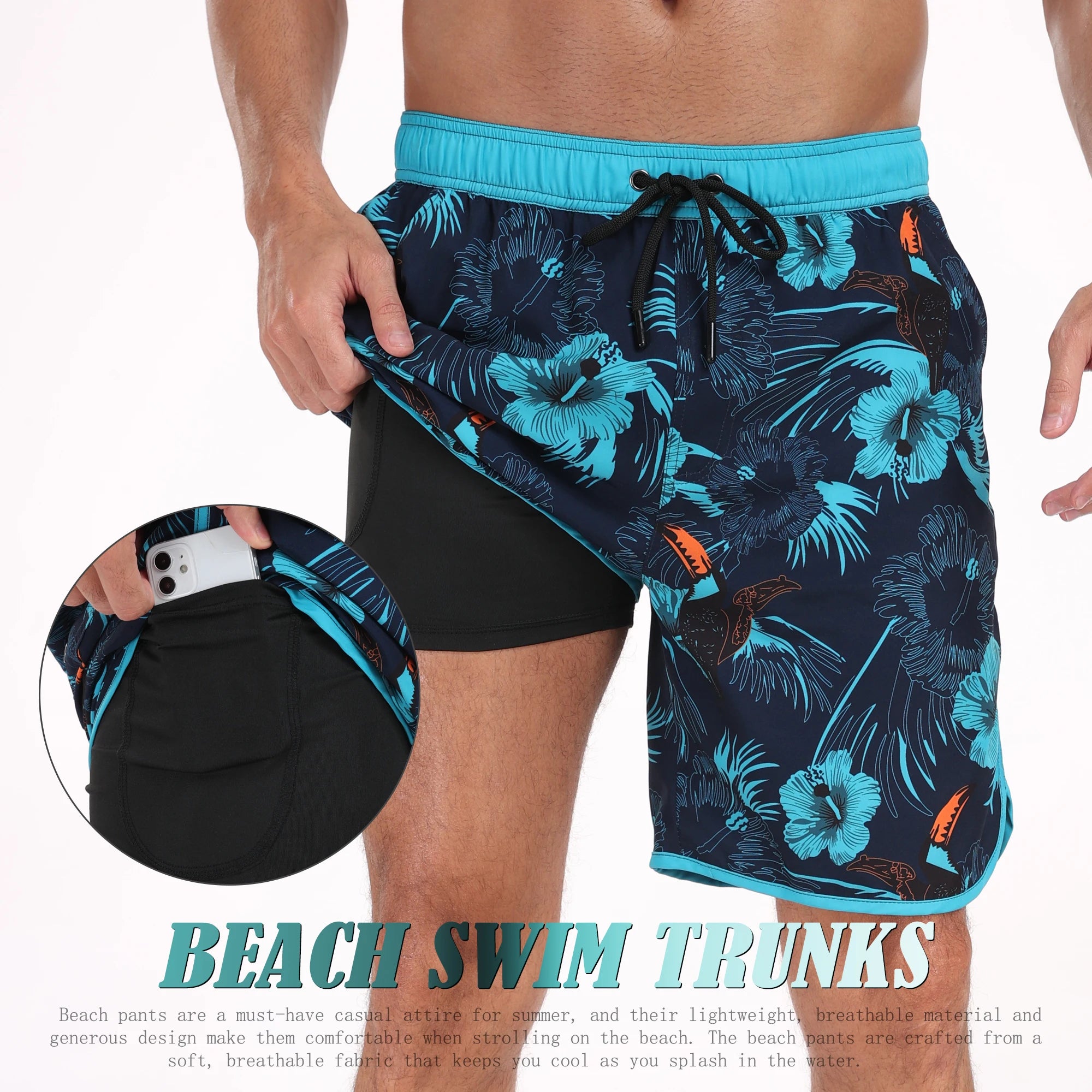 Summer men s hot selling beach pants casual vacation printed