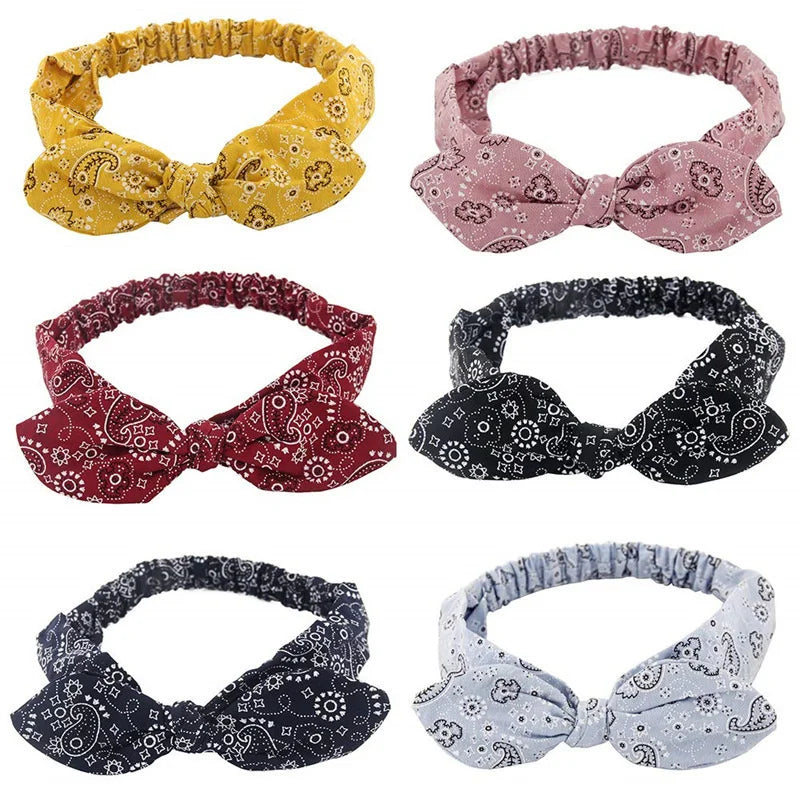 New Boho Women Soft Solid Print Headbands Vintage Cross Knot