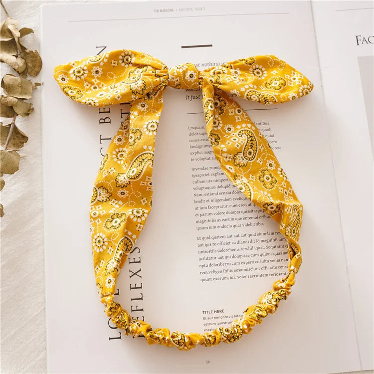 New Boho Women Soft Solid Print Headbands Vintage Cross Knot