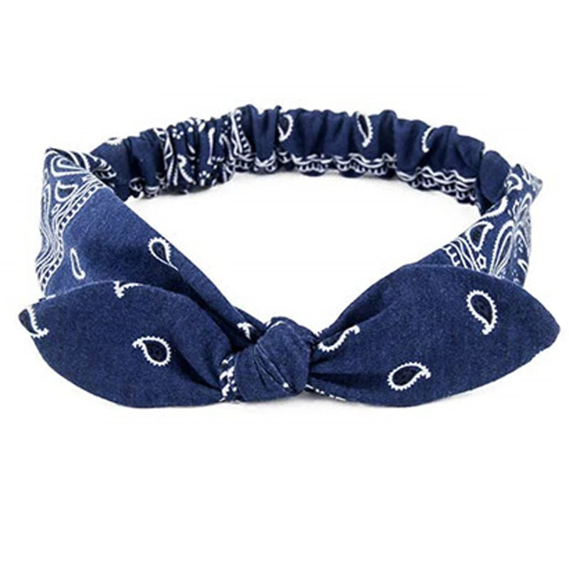 New Boho Women Soft Solid Print Headbands Vintage Cross Knot