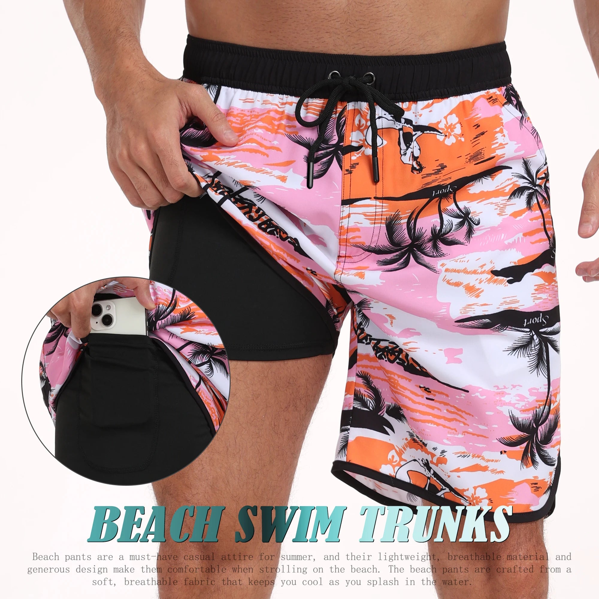Summer men s hot selling beach pants casual vacation printed