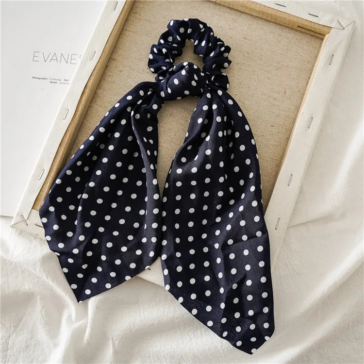 Fashion Leopard Print Bow Satin Long Ribbon Ponytail Scarf