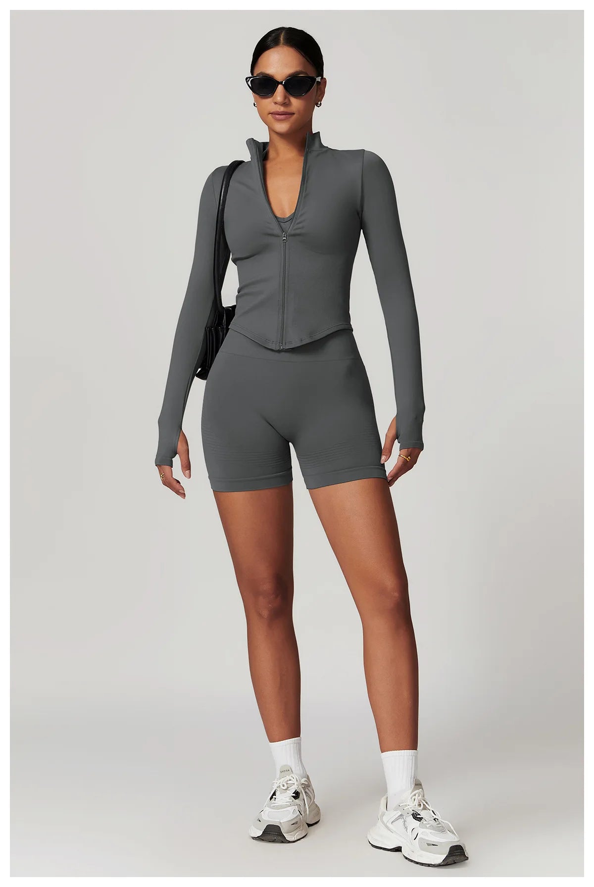 Zipper Jacket Women Crop Tops Yoga T-shirts Solid Sports Top