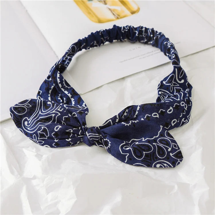 New Boho Women Soft Solid Print Headbands Vintage Cross Knot