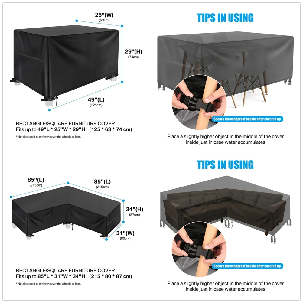 Garden Furniture Cover Air Vent Waterproof Windproof Anti-UV