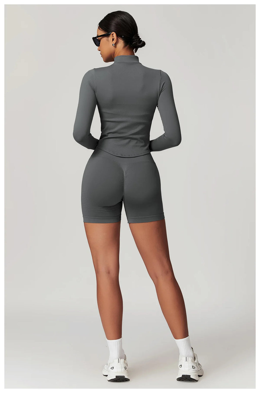 Zipper Jacket Women Crop Tops Yoga T-shirts Solid Sports Top