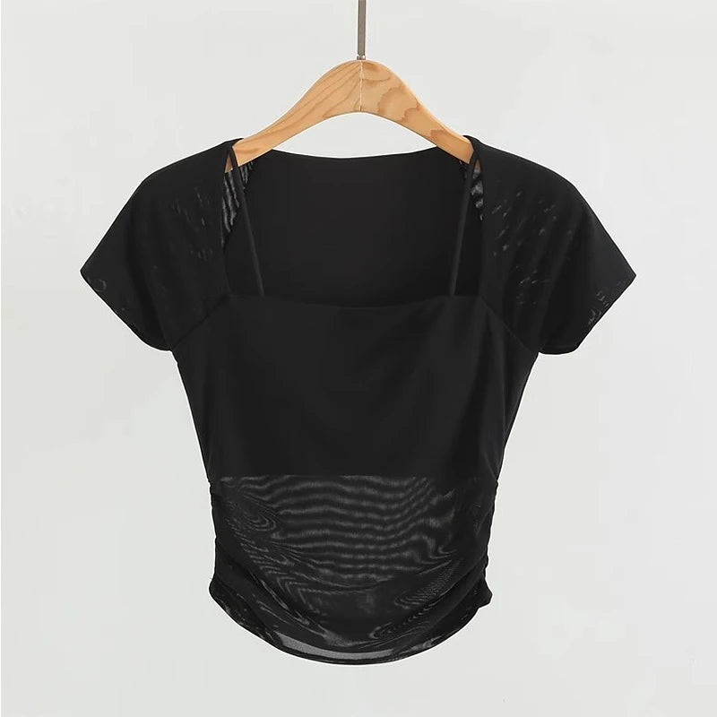 Women s Padded Yoga Shirts Short Sleeve Sports Crop Top