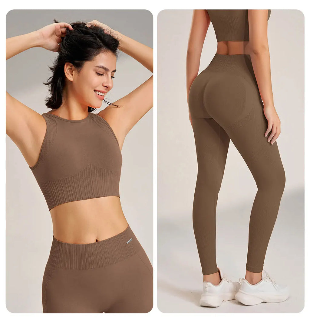 Yoga Clothing Set Women s High Waisted Leggings Top Two