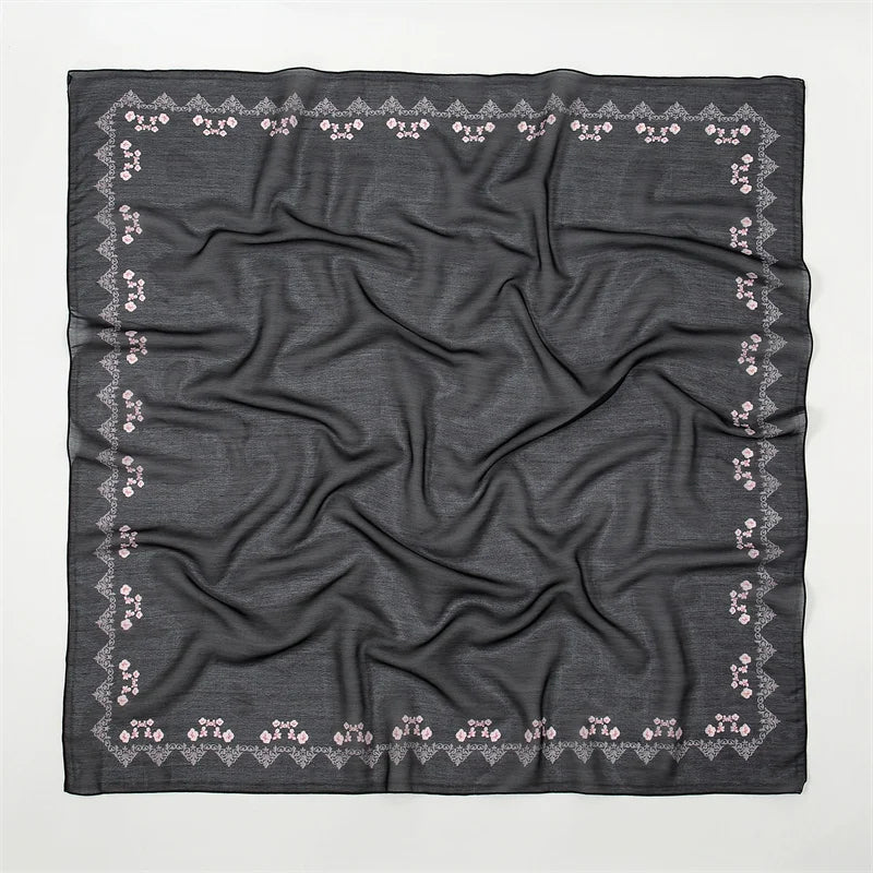 New Muslim Square Hijab Scarf Print Turban Thick Cotton Hair