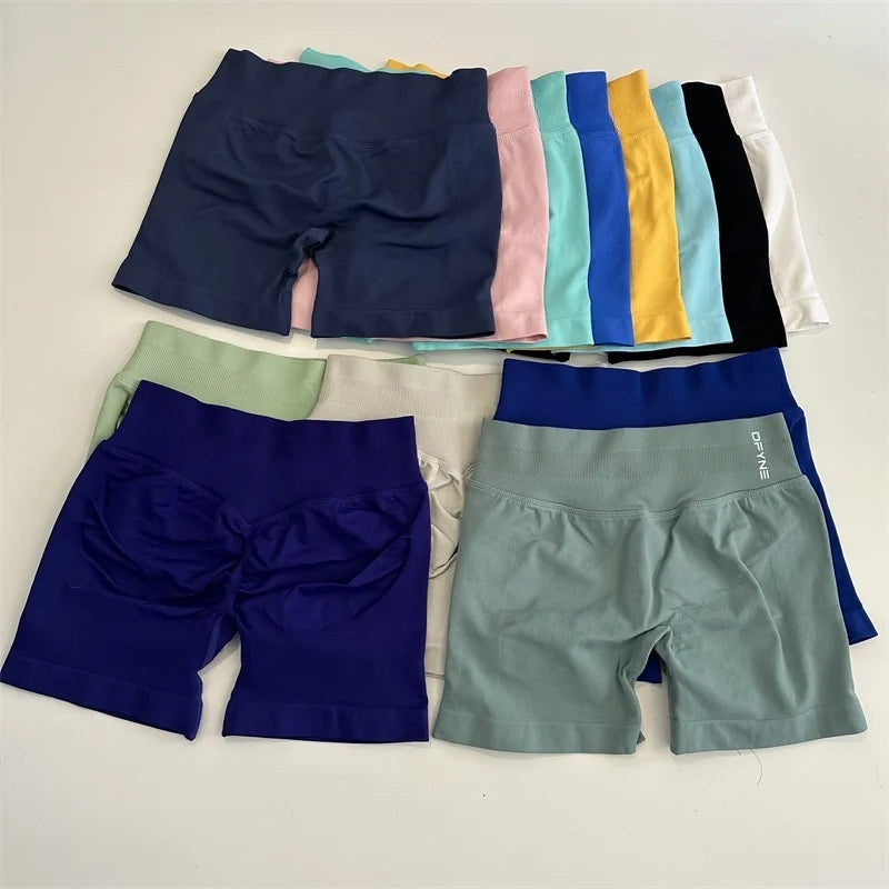 Yoga Shorts Low Ribbed Band Yoga Shorts Seamless Scrunch Bum