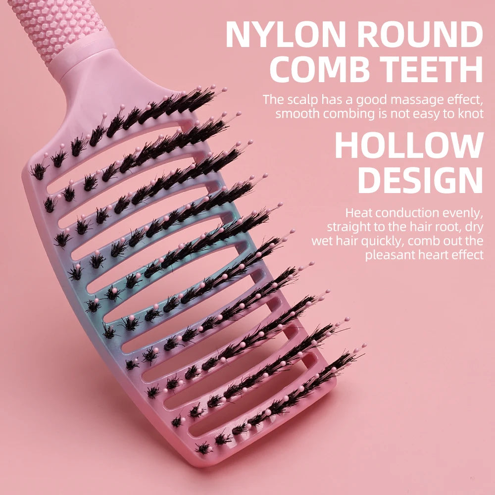 Barber Hair Brush Scalp Massage Comb Women Nylon Pig