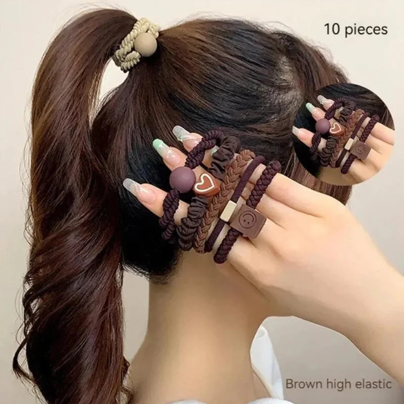 10PCS Women s Hair Ring Set Hair Accessories High Elasticity