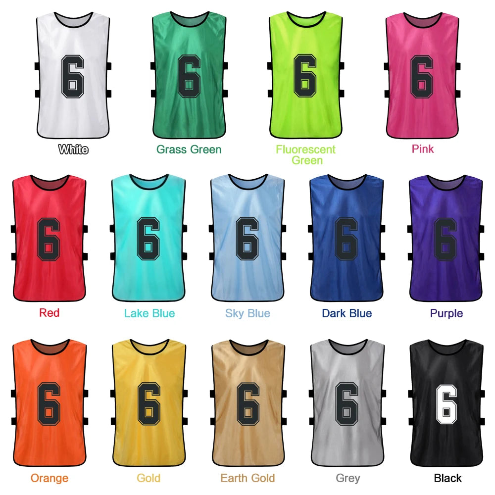 6 12PCS Kid s Football Pinnies Quick Dry Soccer Jersey Youth