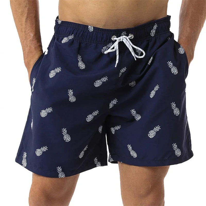 New 3D Simple Graphic Beach Shorts Men Women Fruit Pineapple