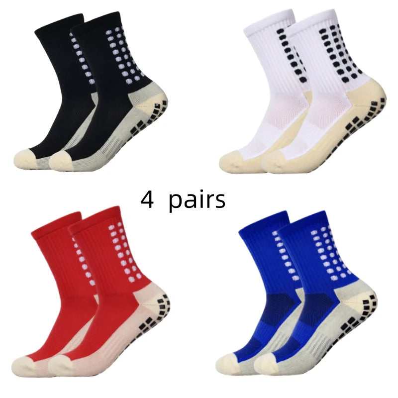 4 pairs of men s soccer socks non-slip grip pad football