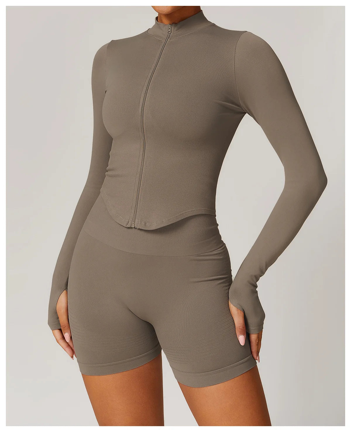 Zipper Jacket Women Crop Tops Yoga T-shirts Solid Sports Top