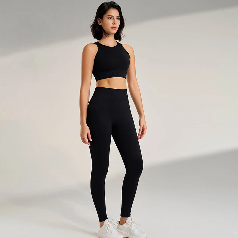 Yoga Clothing Set Women s High Waisted Leggings Top Two